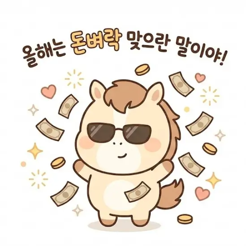 돈 벼락 맞는 말 이모티콘