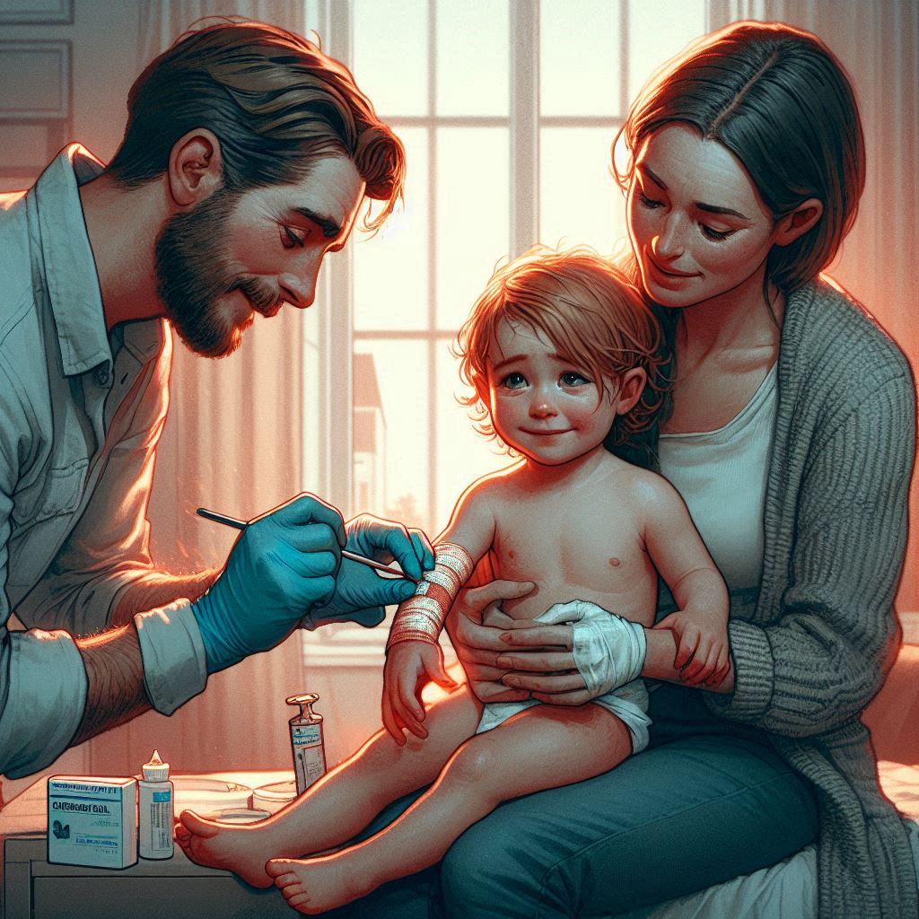 화상 부위에 리도카인 및 아크리놀 성분이 포함된 거즈