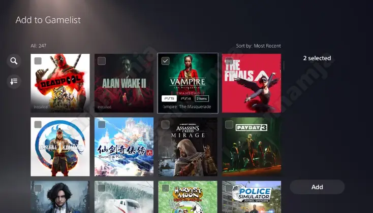 6.사용 중인 게임 목록의 스크린샷._