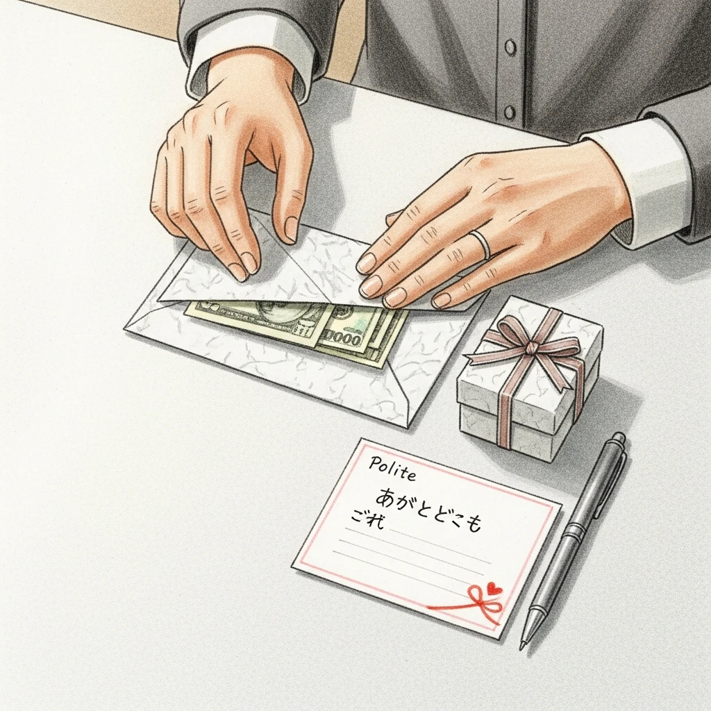 축의금 봉투 준비 장면