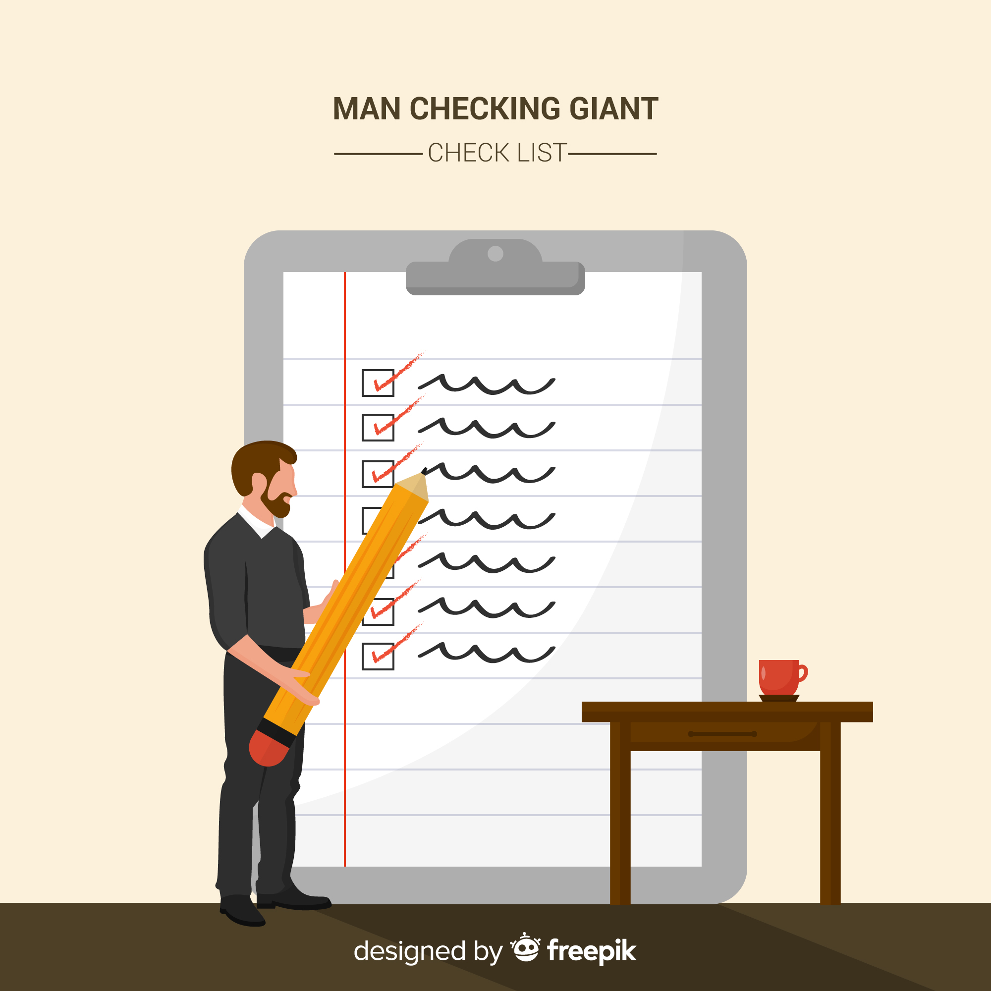 체크리스트를 표시한 메모장 이미지