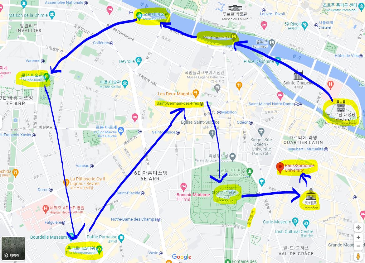 파리 대표 명소 지도