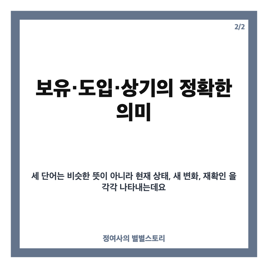 보유 도입 상기 뜻과 문서에서 자연스럽게 쓰는 법 카드뉴스 3