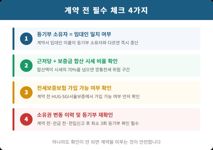 전세 사기 예방 계약 전 필수 체크 4가지 항목 안내