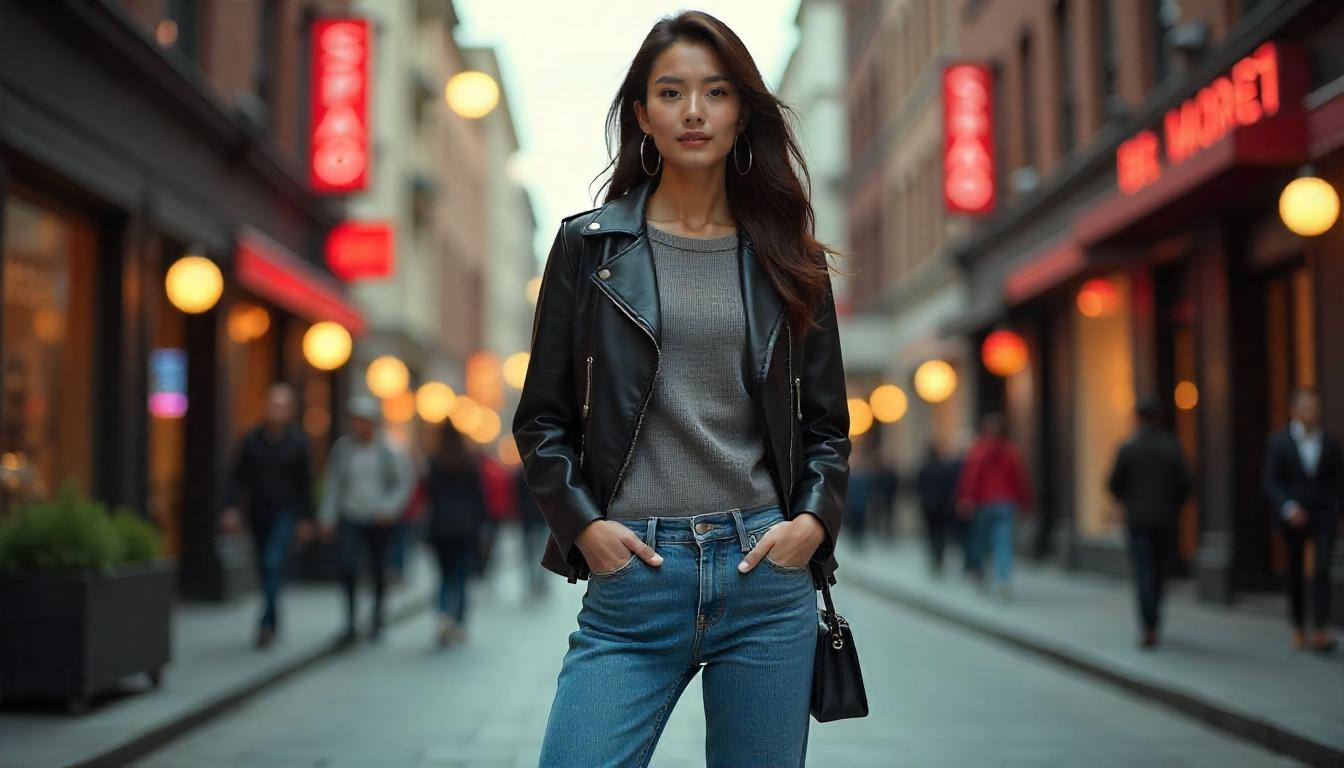 청바지를 스타일리시하게 보여주는 광고 이미지