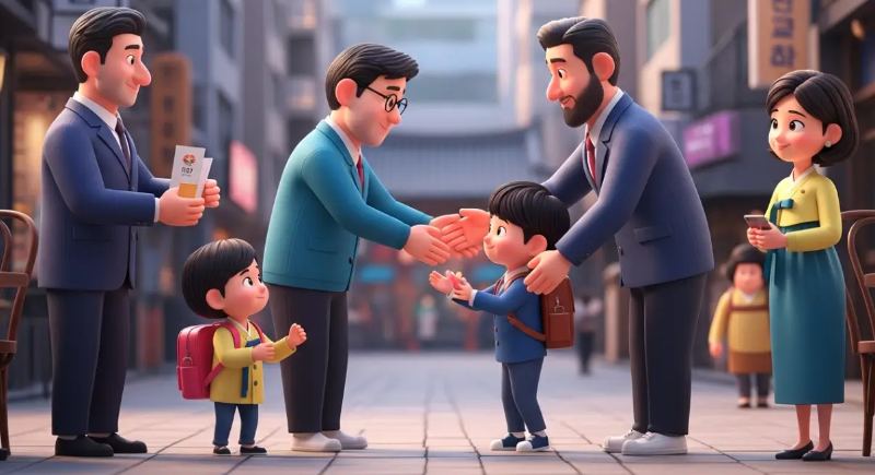 입학 축하 하는 사람들