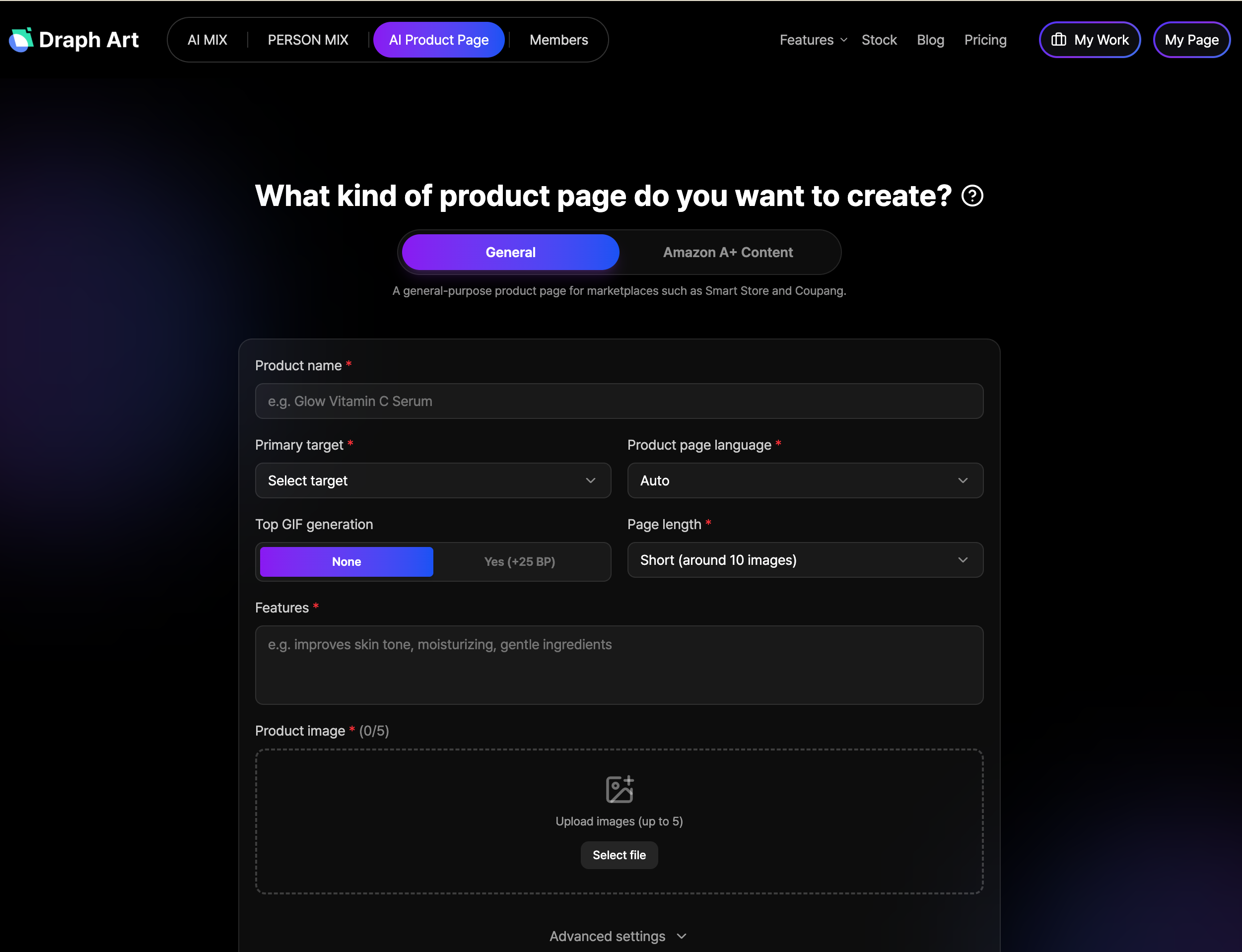 Draph Art product detail page screen