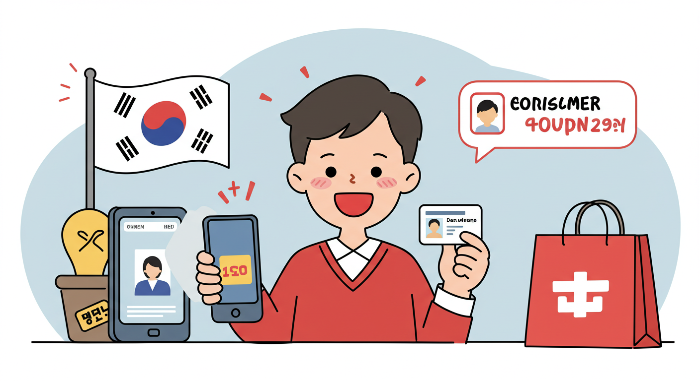 외국인이 소비쿠폰을 받는 장면 일러스트