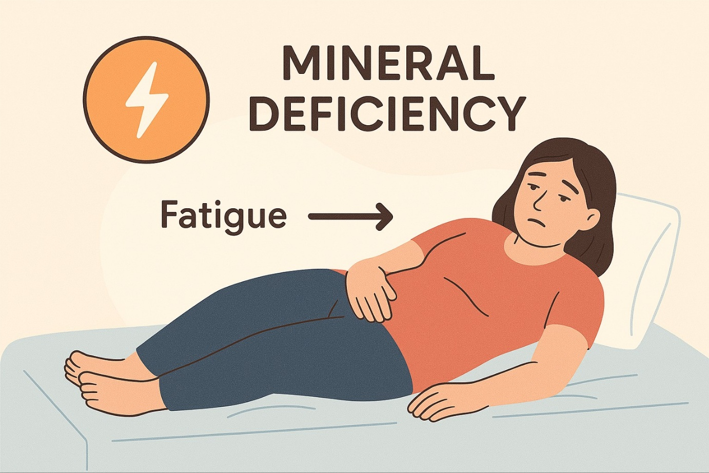 미네랄 결핍으로 피곤한 여성 일러스트