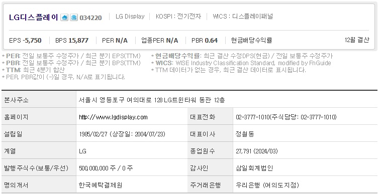 LG디스플레이 기업개요