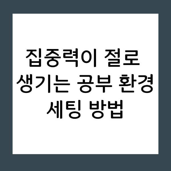 집중력이 절로 생기는 공부 환경 세팅 방법