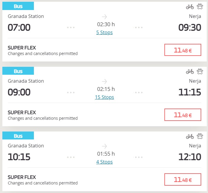 그라나다-네르하-버스-시간표