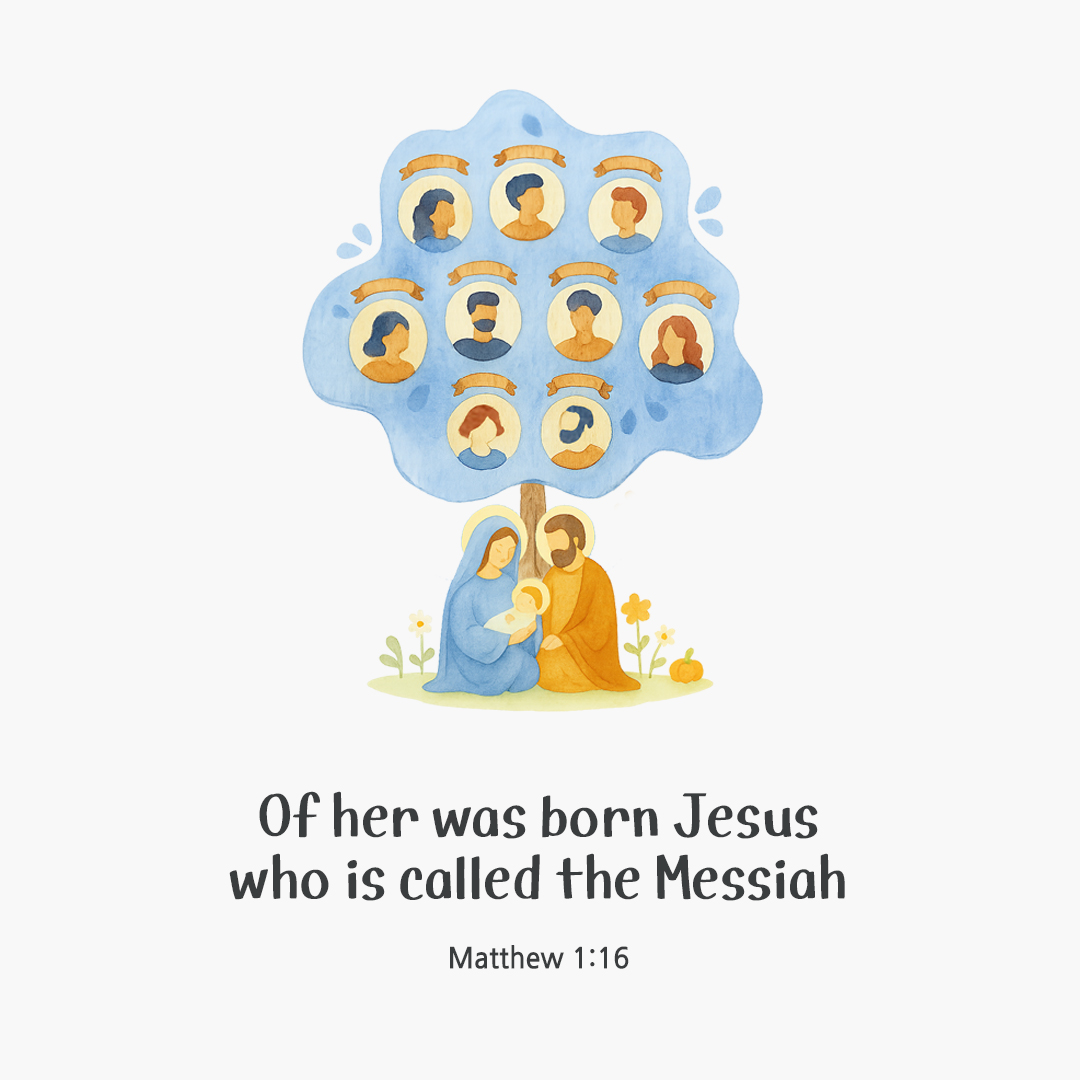 Of her was born Jesus who is called the Messiah. (Matthew 1:16) by pieonane Daily Bible quote image