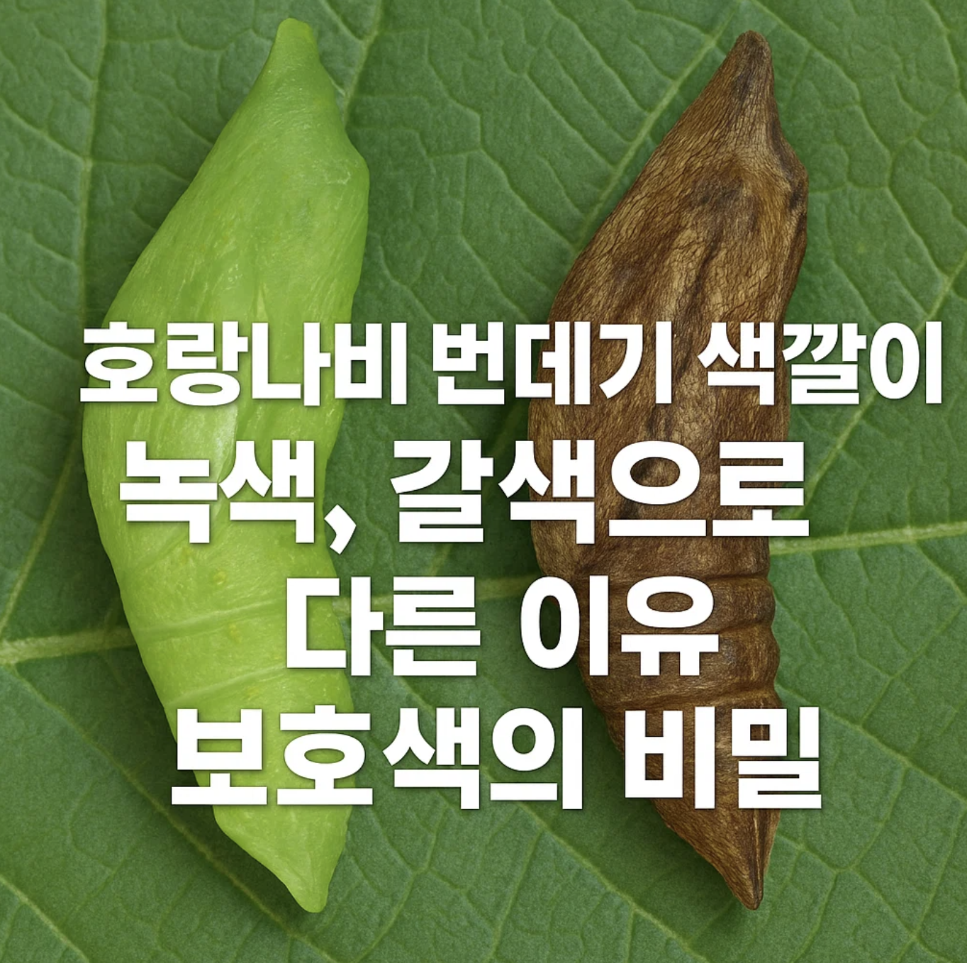 호랑나비 번데기 색깔이 녹색, 갈색으로 다른 이유, 보호색의 비밀