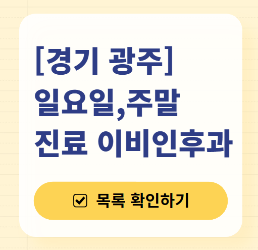 경기 광주 일요일 문 여는 이비인후과 목록 ❘ 토요일 공휴일 주말 진료 병원 찾기