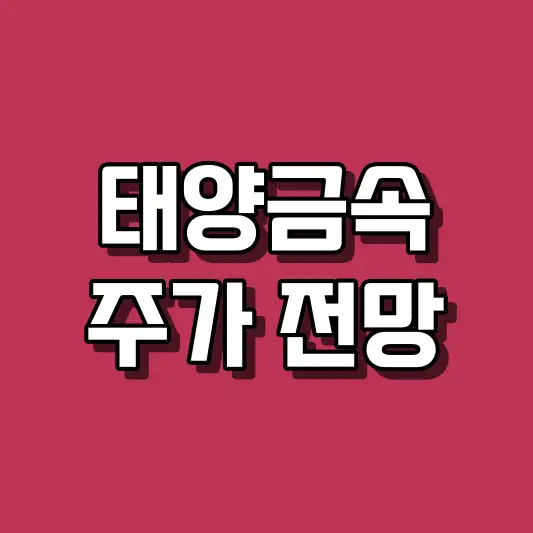태양금속 주가 전망