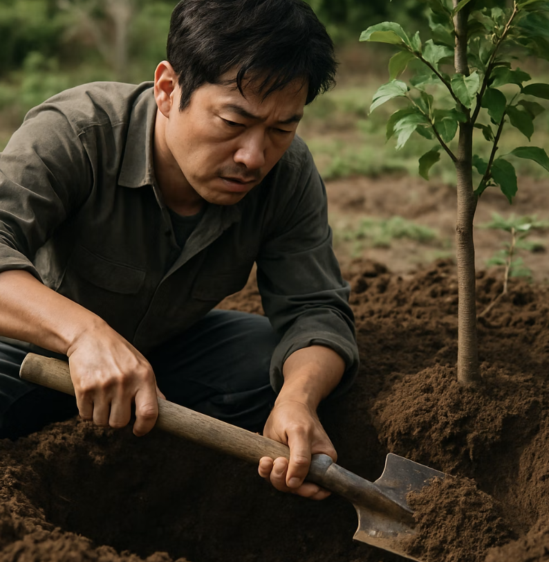 나무의 미래를 위한 구덩이 파기
