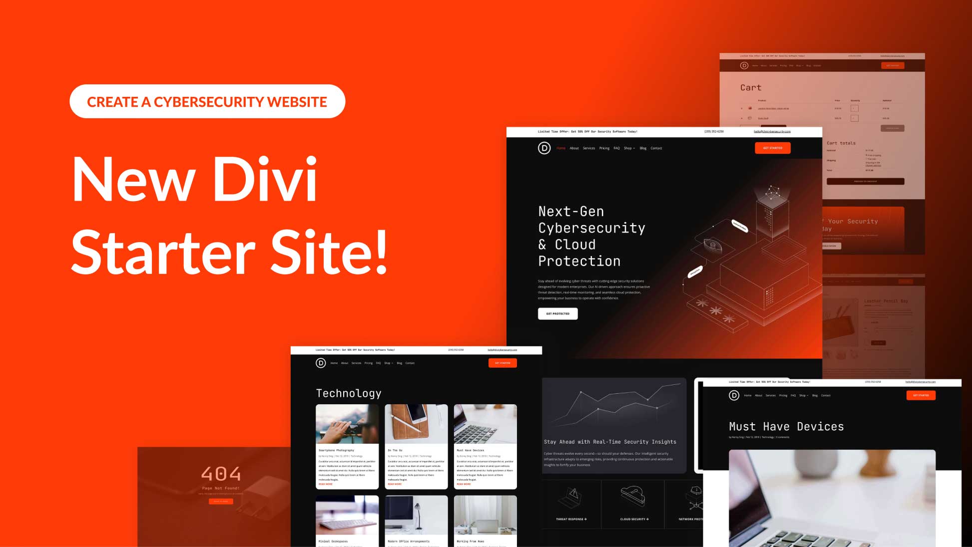 워드프레스 Divi 테마용 사이버 보안(Cybersecurity) 스타터 사이트 공개