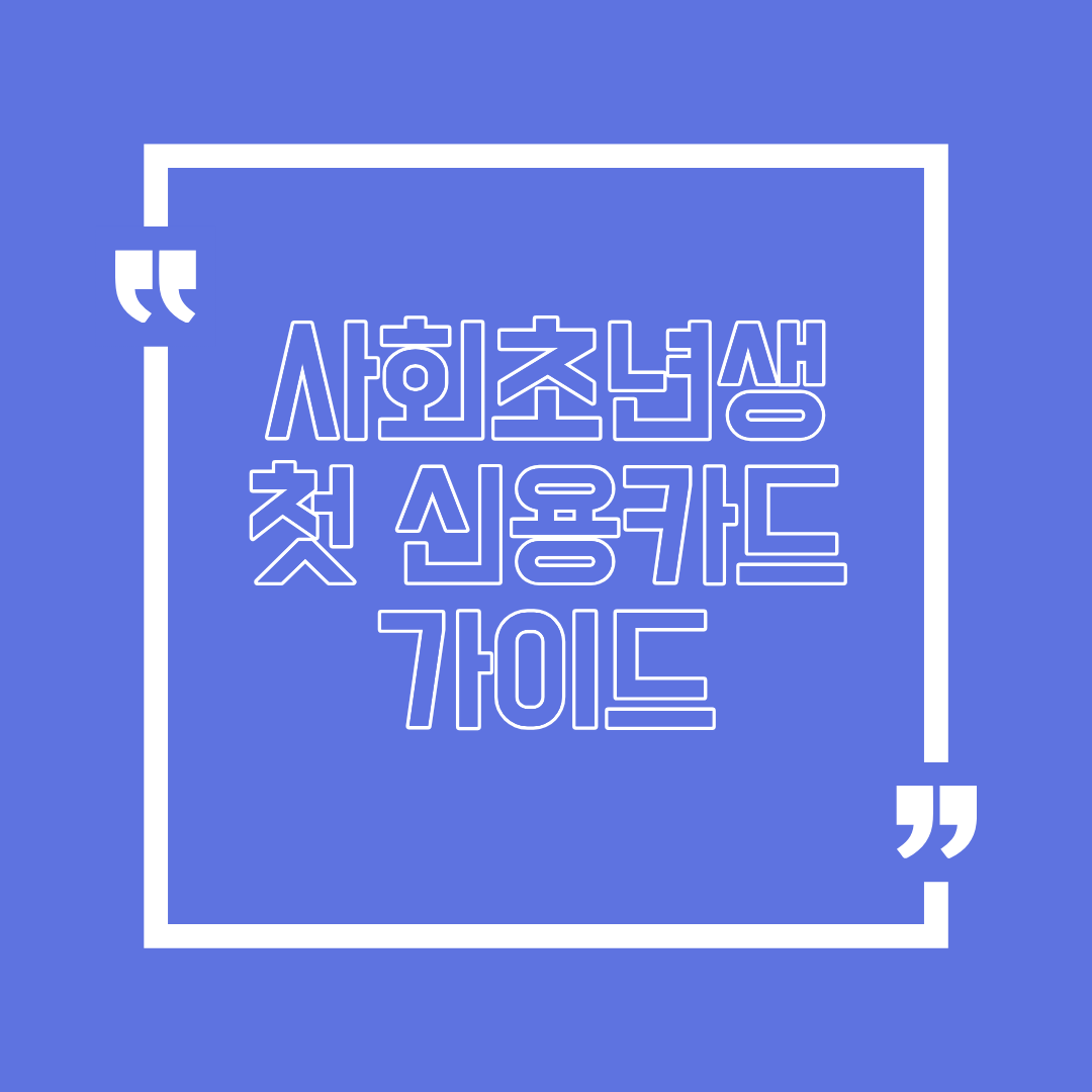 사회초년생 첫 신용카드 가이드
