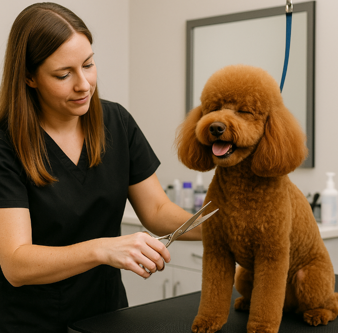 강아지가 미용하는 사진