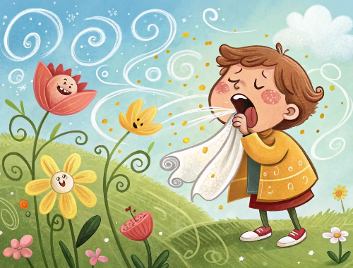 꽃-아이-기침-알레르기