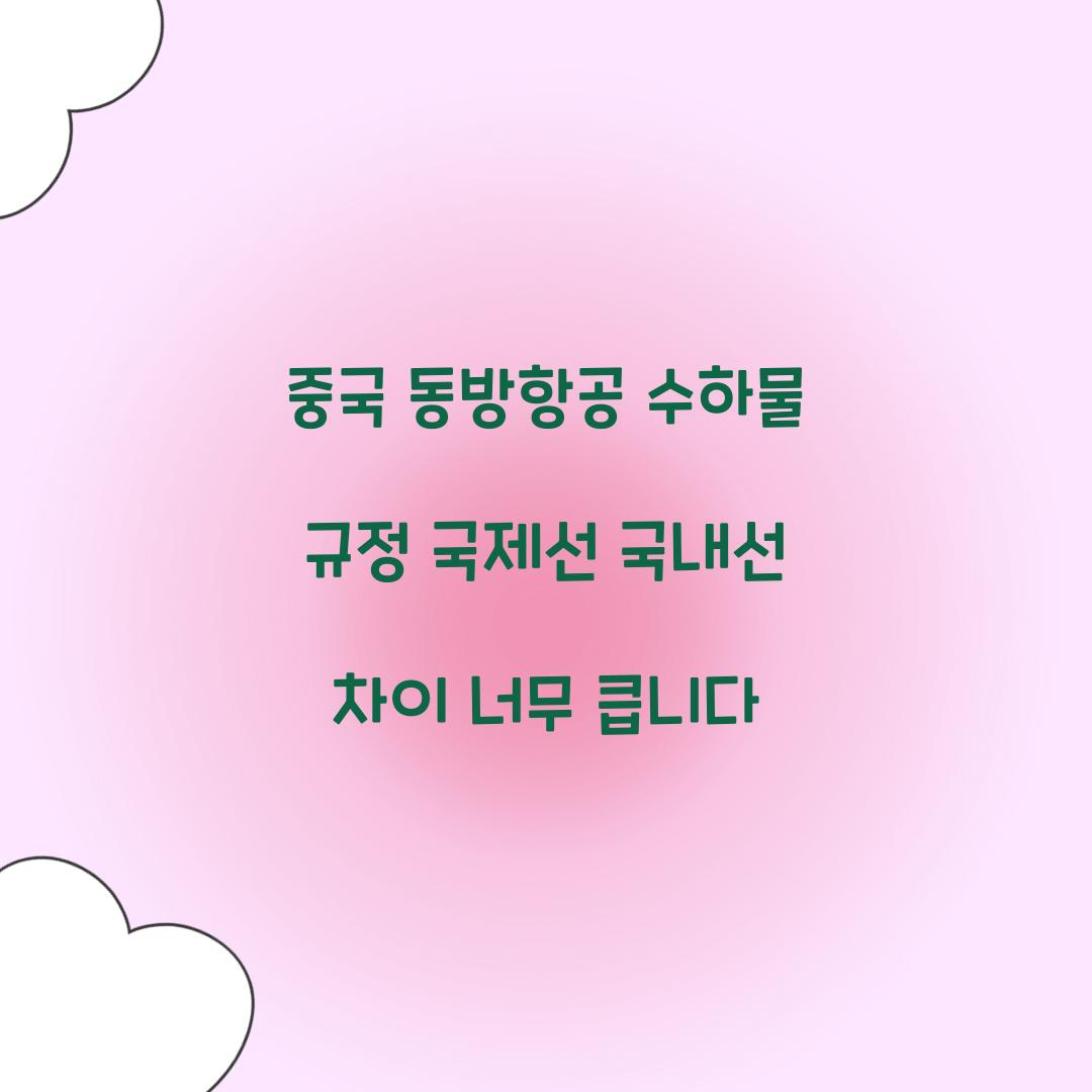 중국 동방항공 수하물 규정 국제선 국내선 차이 너무 큽니다