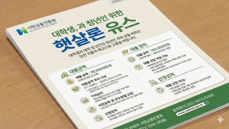 서민금융진흥원 앱 햇살론 유스 보증 신청 화면 및 로고