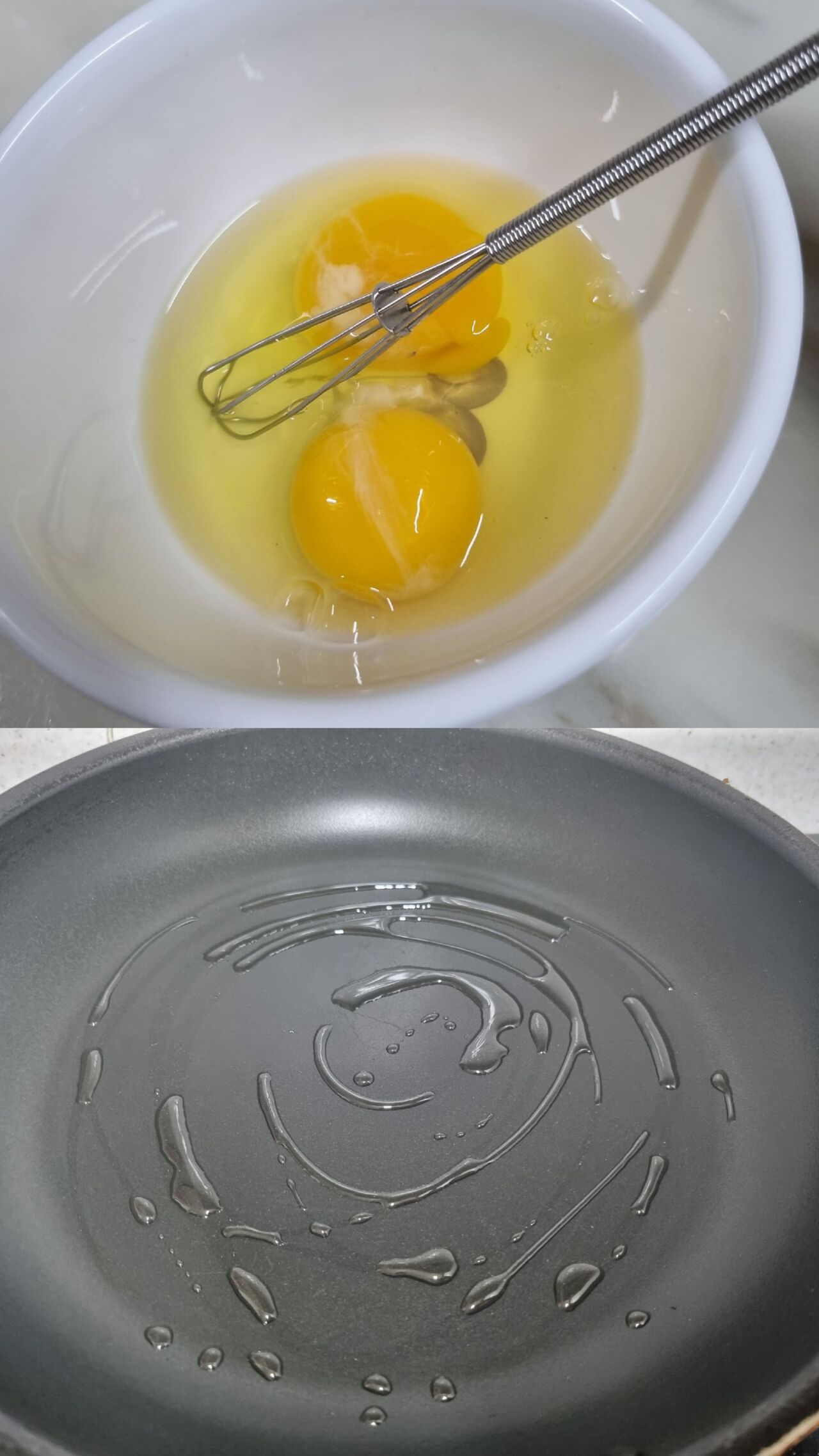 shake egg + add salt