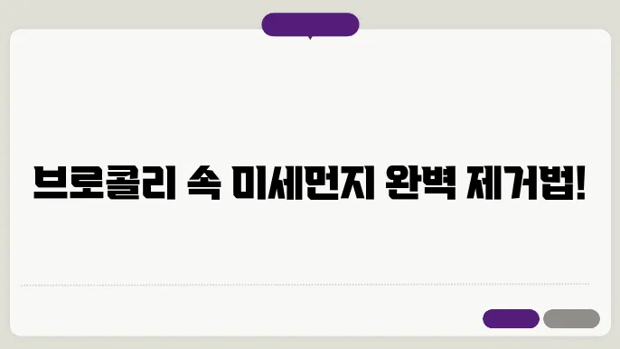 브로콜리 세척 방법