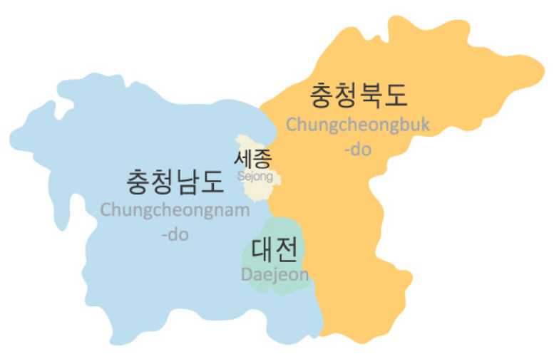 지방지도상 충청도 위치