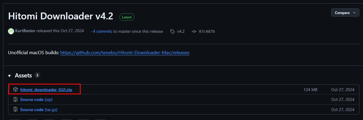 Hitomi Downloader github 다운로드 페이지