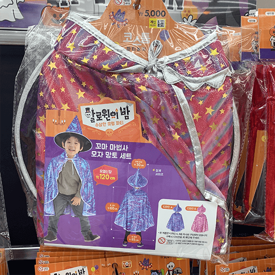 다이소 할로윈 꼬마 마법사 모자 망토 세트