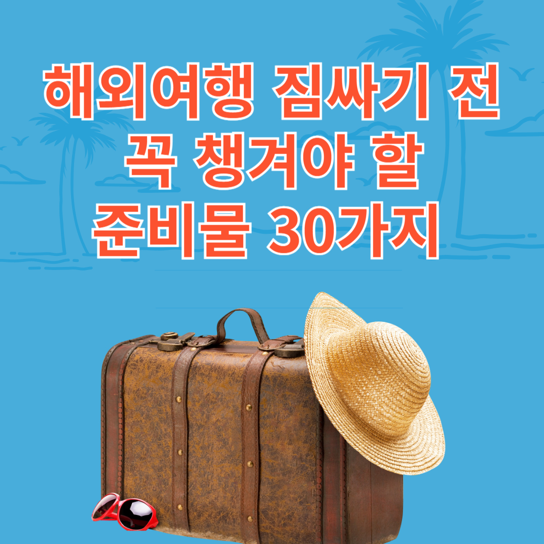 해외여행 짐싸기 전, 꼭 챙겨야 할 준비물 30가지
