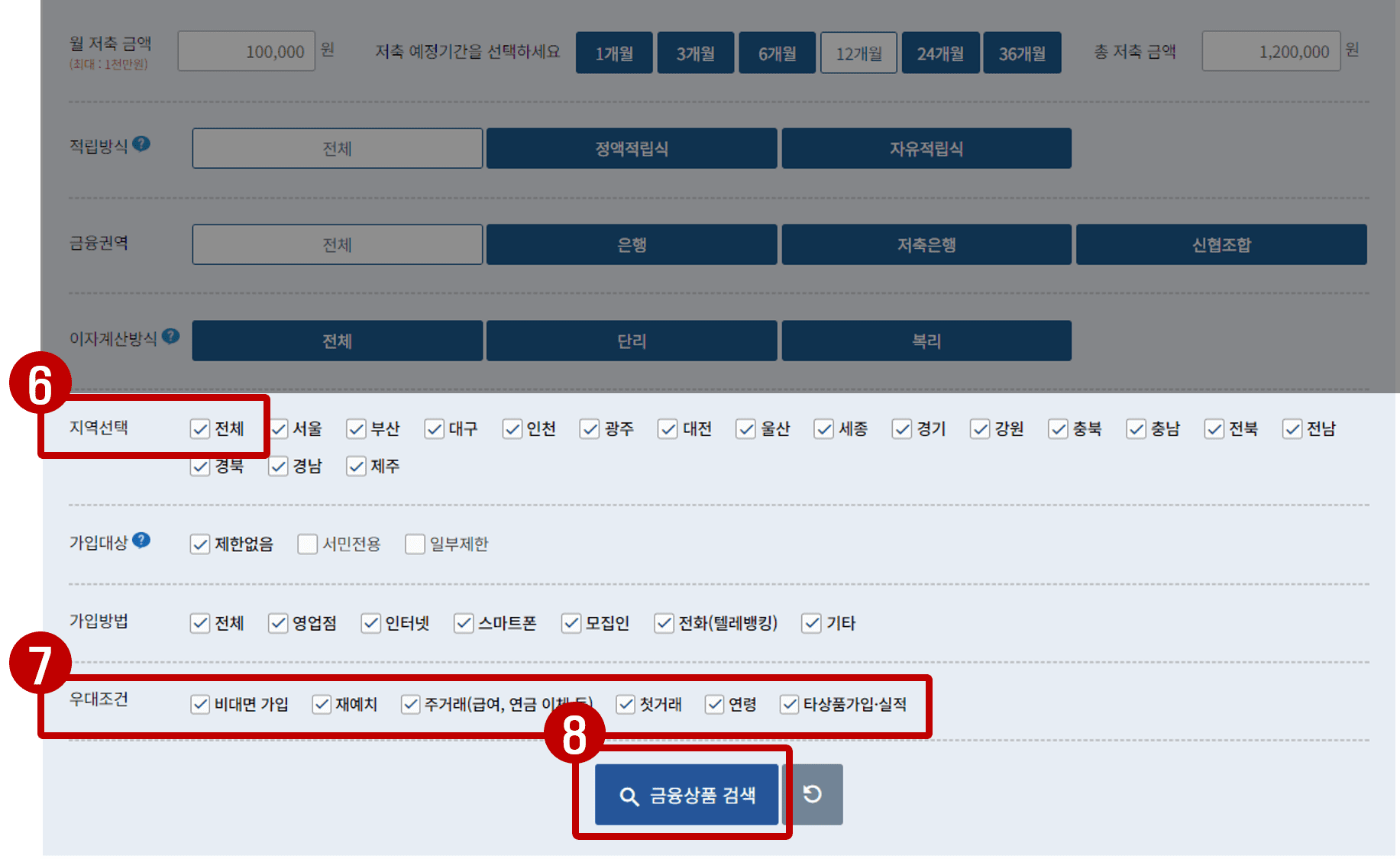 세번째, 금융상품한눈에 사이트 이용 방법