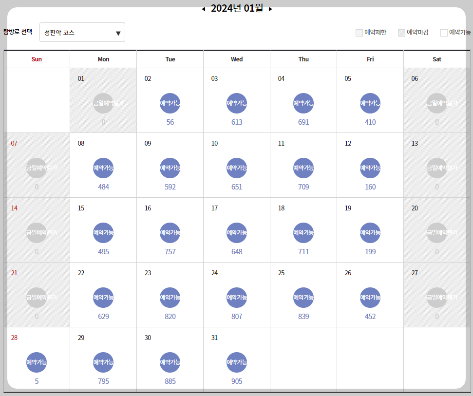 새해 맞이 한라산 야간 탐방예약안내 이용요금