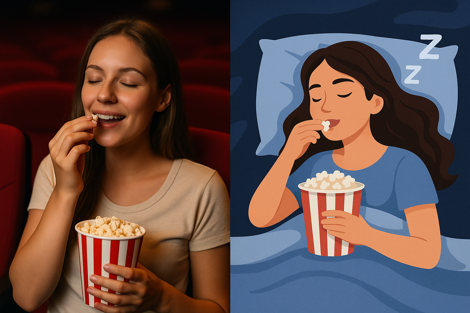 영화관에서 팝콘 먹는 꿈