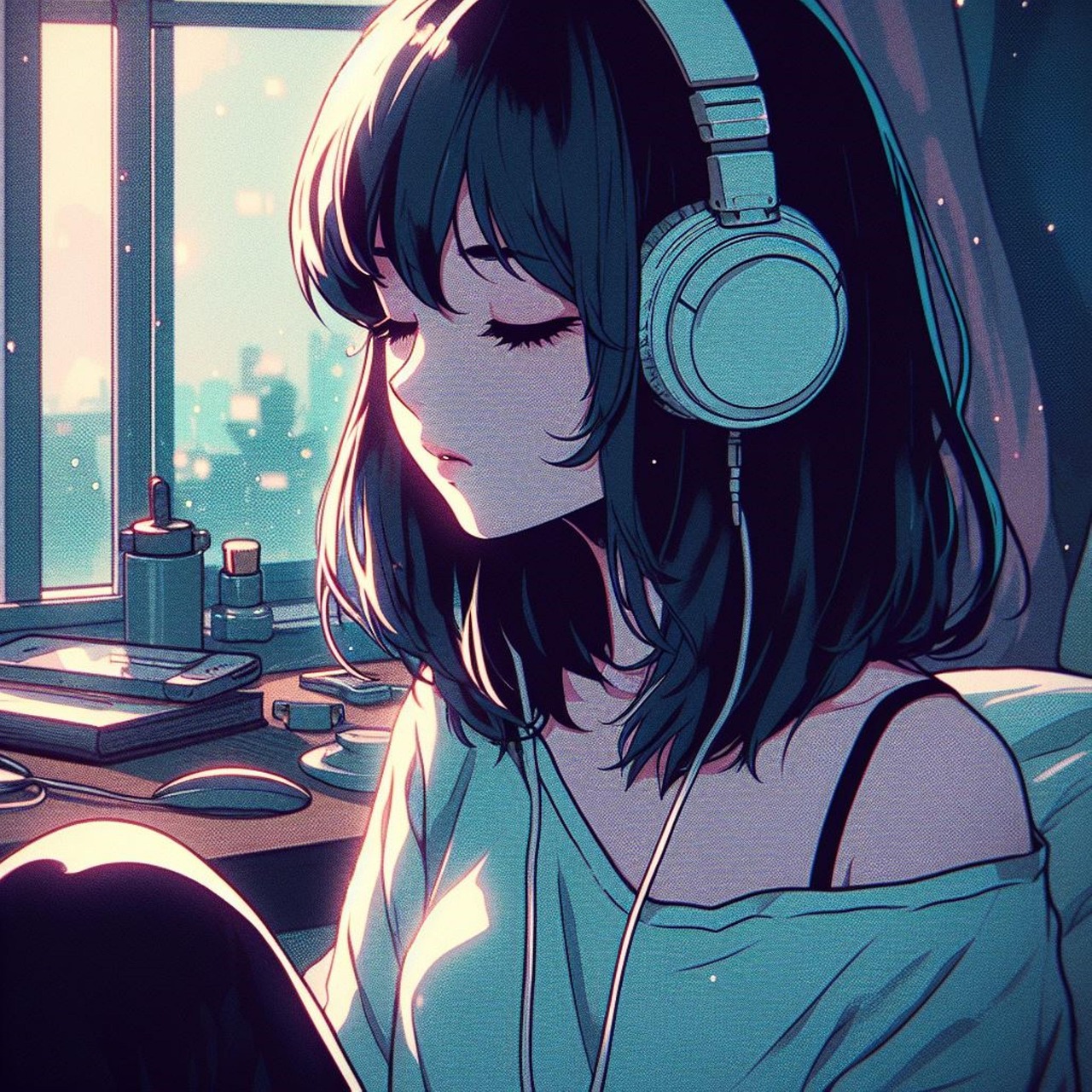 음악을 들으며 책을 읽는 이미지