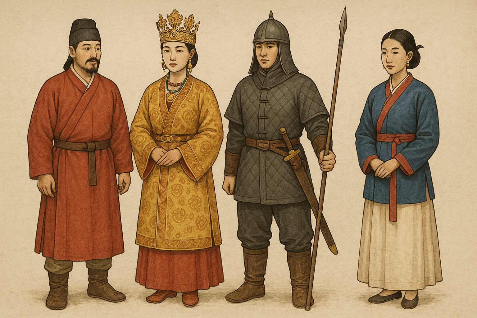 고구려인 의복과 장신구 관련 이미지