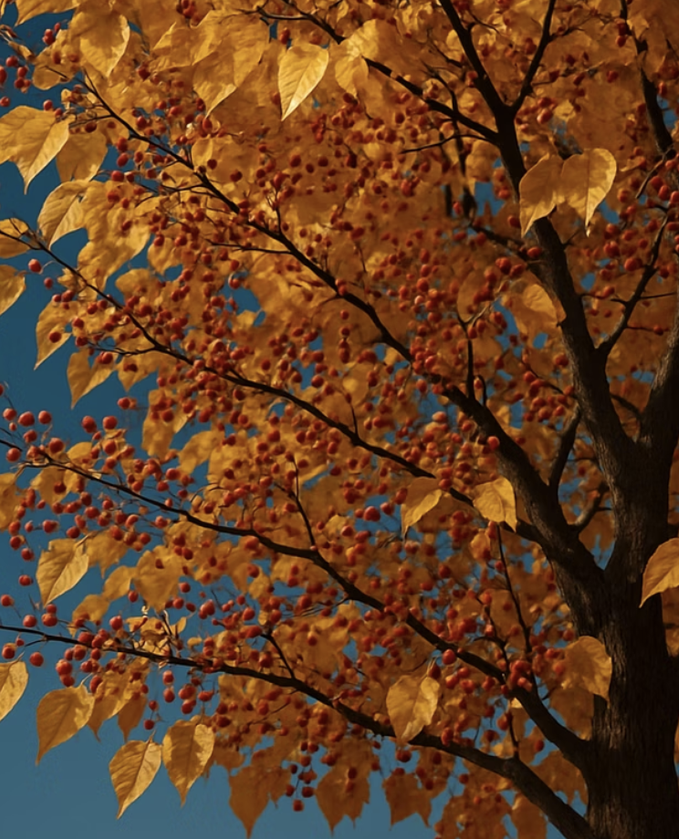 가을: 붉은 보석과 황금빛 단풍