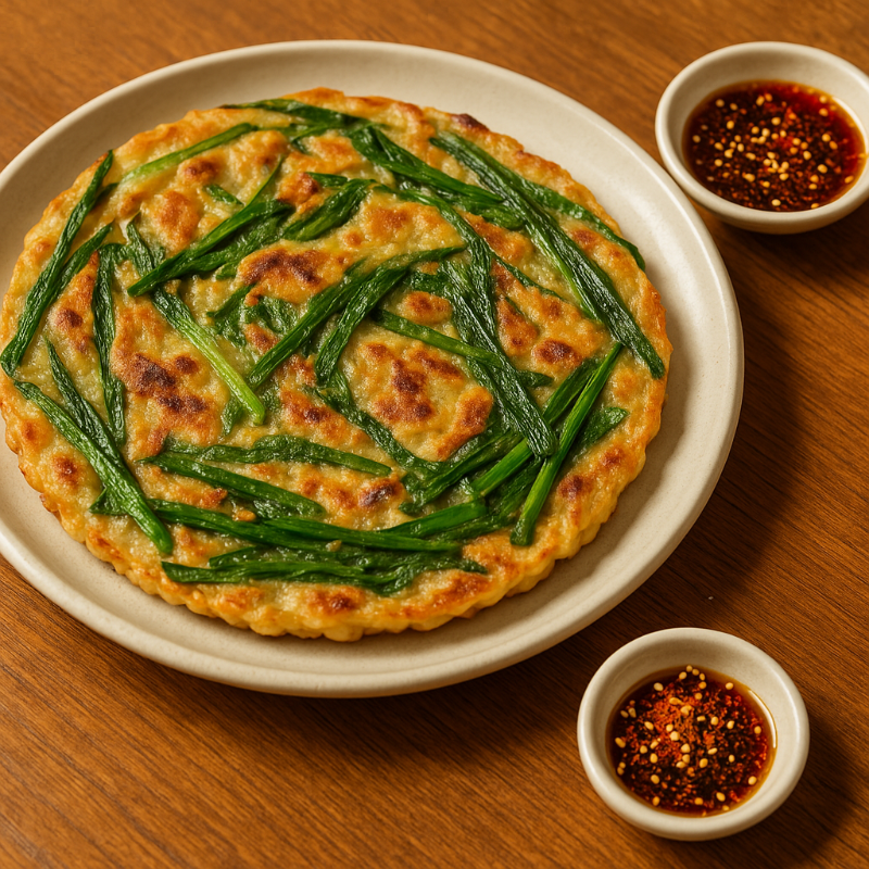 완성된 부추전 한 접시