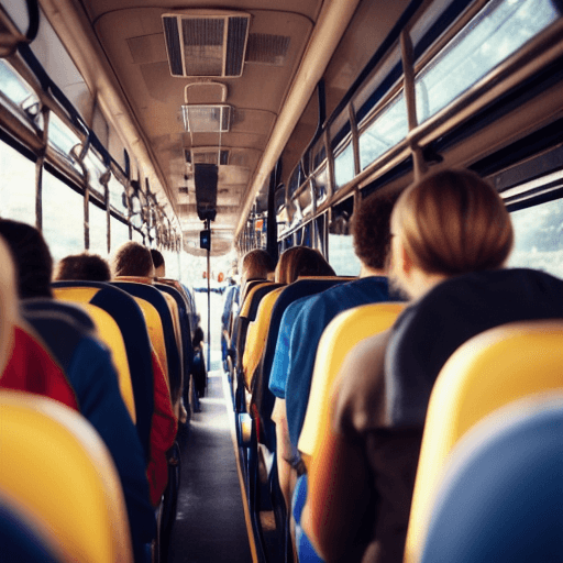 버스에 탑승한 사람들의 뒷모습