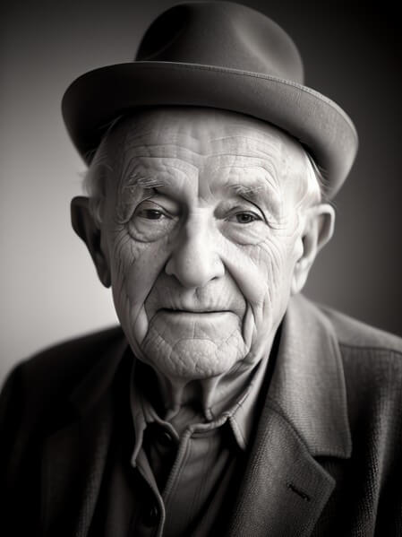 흑백 배경의 할아버지