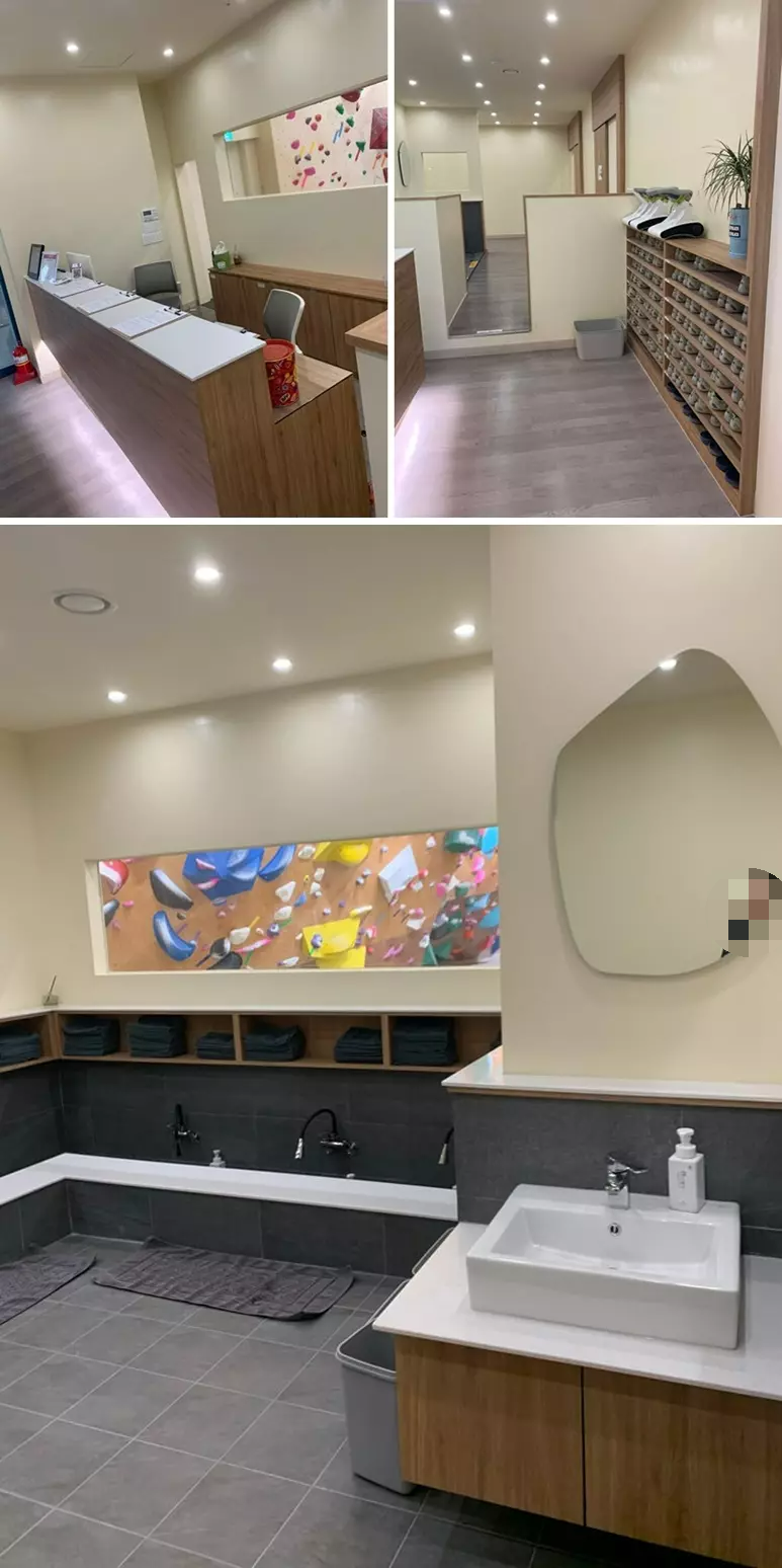 탈의실을 통해 나와 신발 대여하는 곳