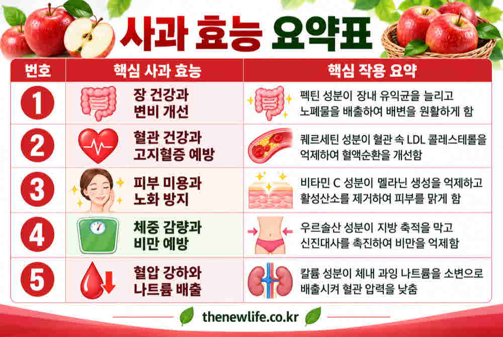 사과 효능 요약표