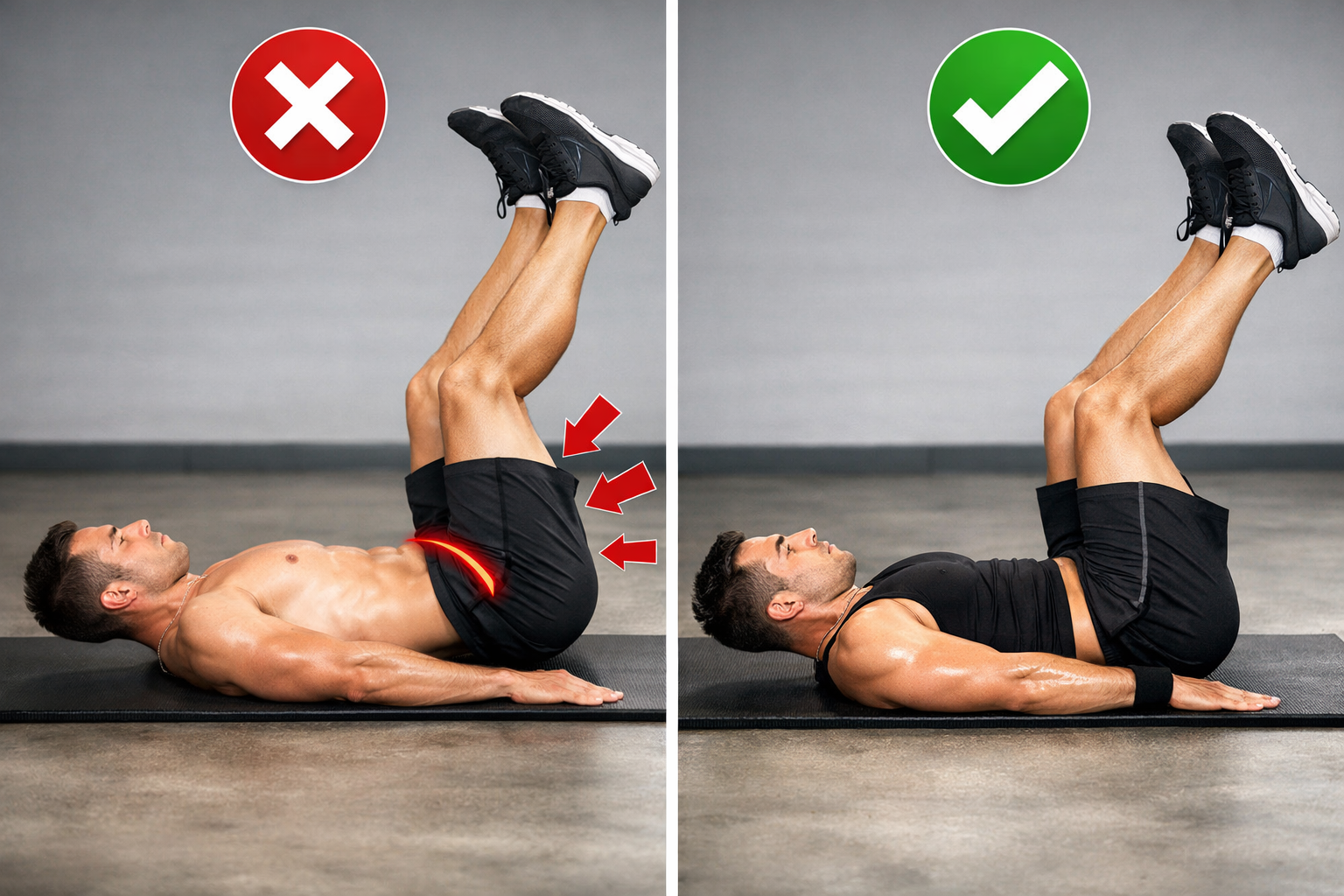 레그레이즈 허리 과신전 잘못된 하복부 운동 자세