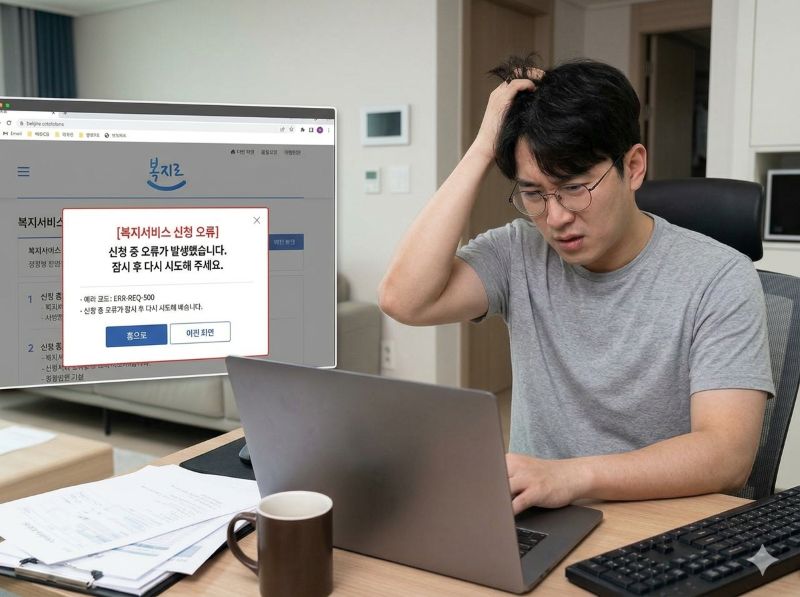 에너지 바우처 신청이 안 돼서 답답해하는 모습