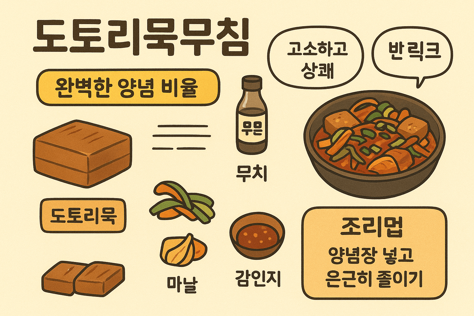 도토리묵무침, 고소하고 담백한 맛내기