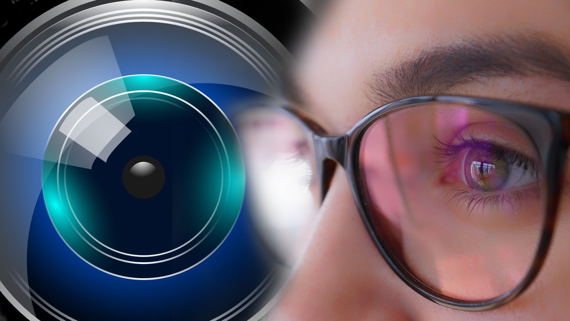 카메라 렌즈와 안경 렌즈 사진