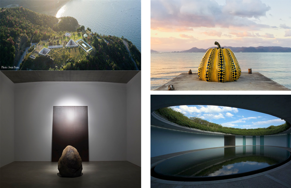 나오시마 대표 예술 작품인 쿠사마 야요이의 '호박' 안도 다다오의 '나오시마 프로젝트'