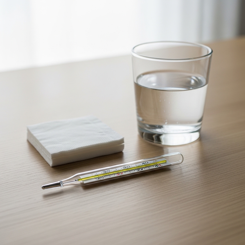 요로결석 통증과 함께 발열이 있으면 감염 동반 가능성으로 빠른 진료가 필요함을 상징하는 이미지